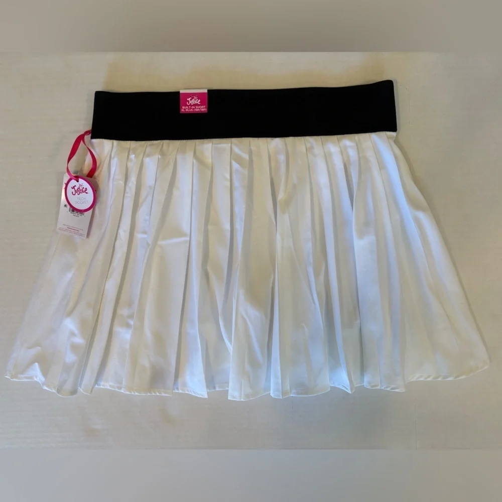 Justice Sport white pleated skort size XL Plus NWT